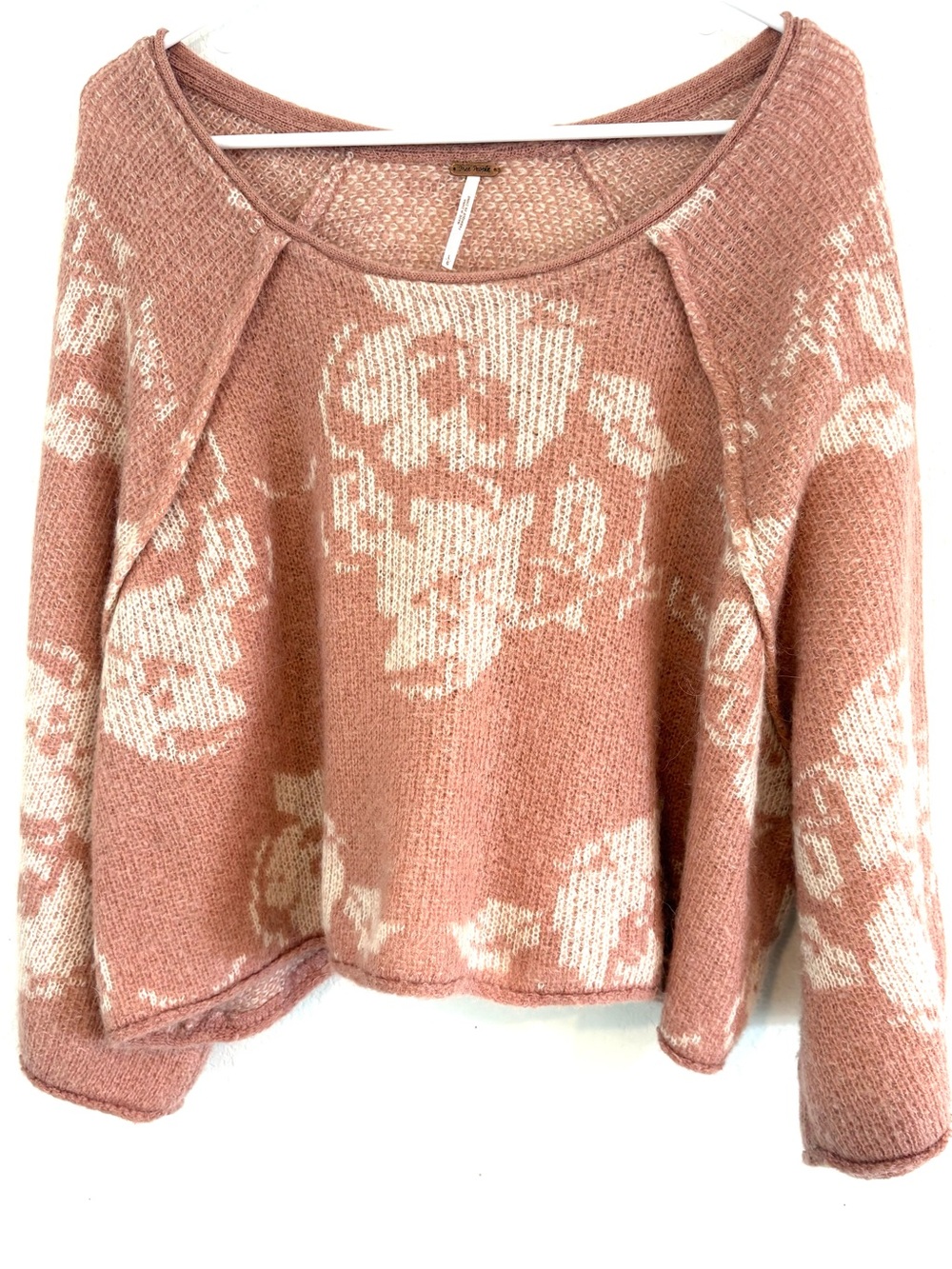 Free People Rosewood Floral Scoop Neck Knit Sweater